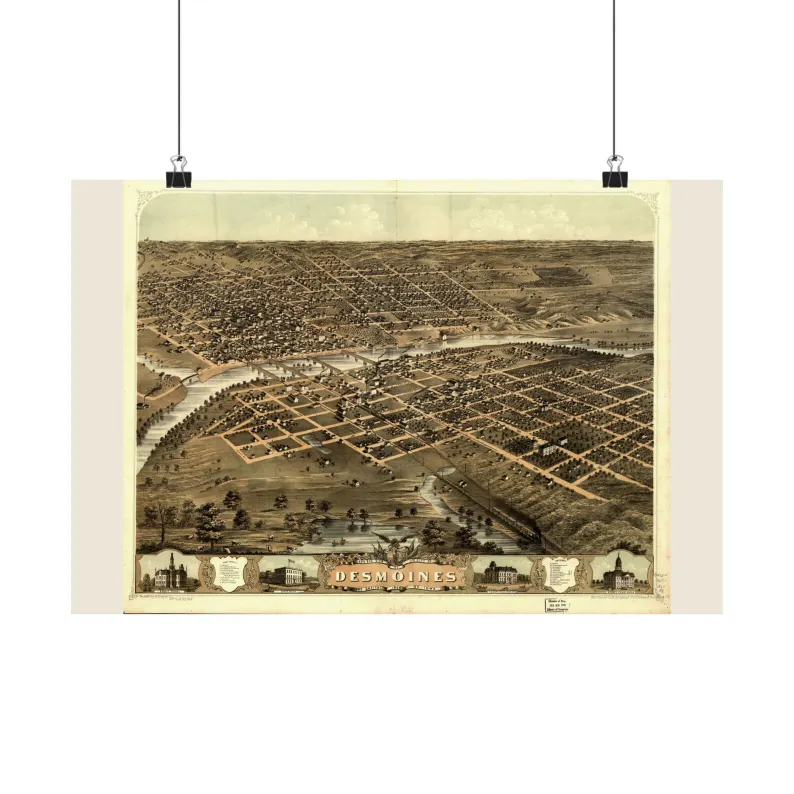 1868 Des Moines Map Print