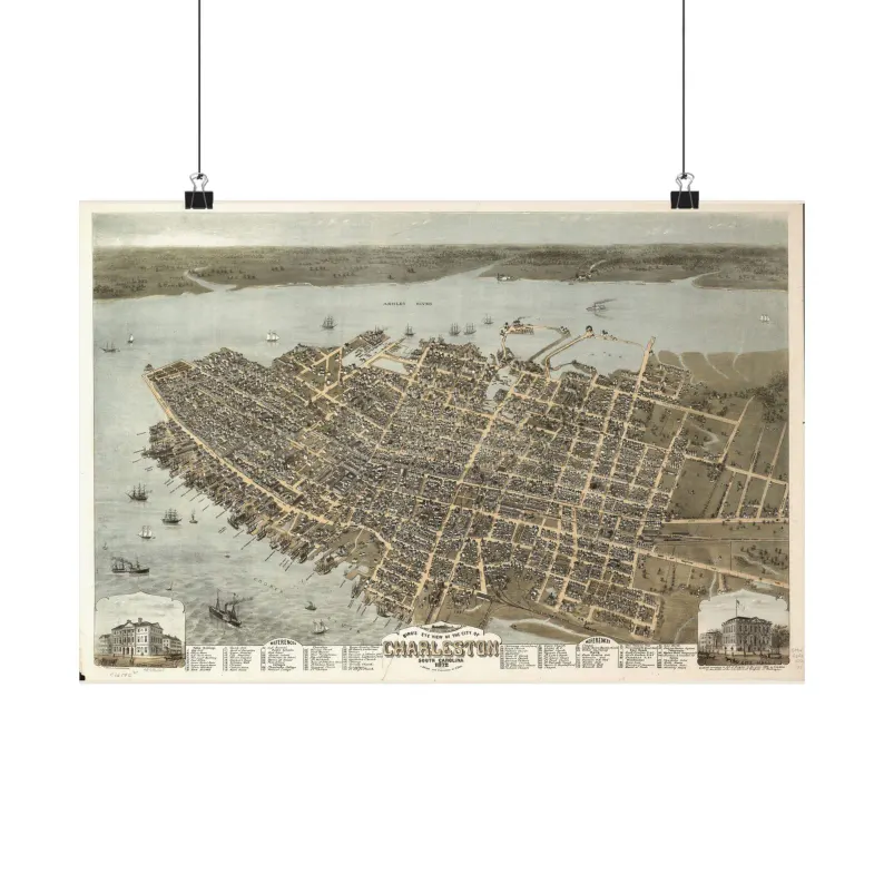 1872 Charleston Map Print