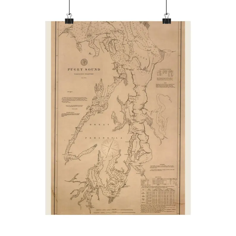 Puget Sound Map Print | Vintage Puget Sound Map 1889 | Antique Nautical Chart Matte Poster