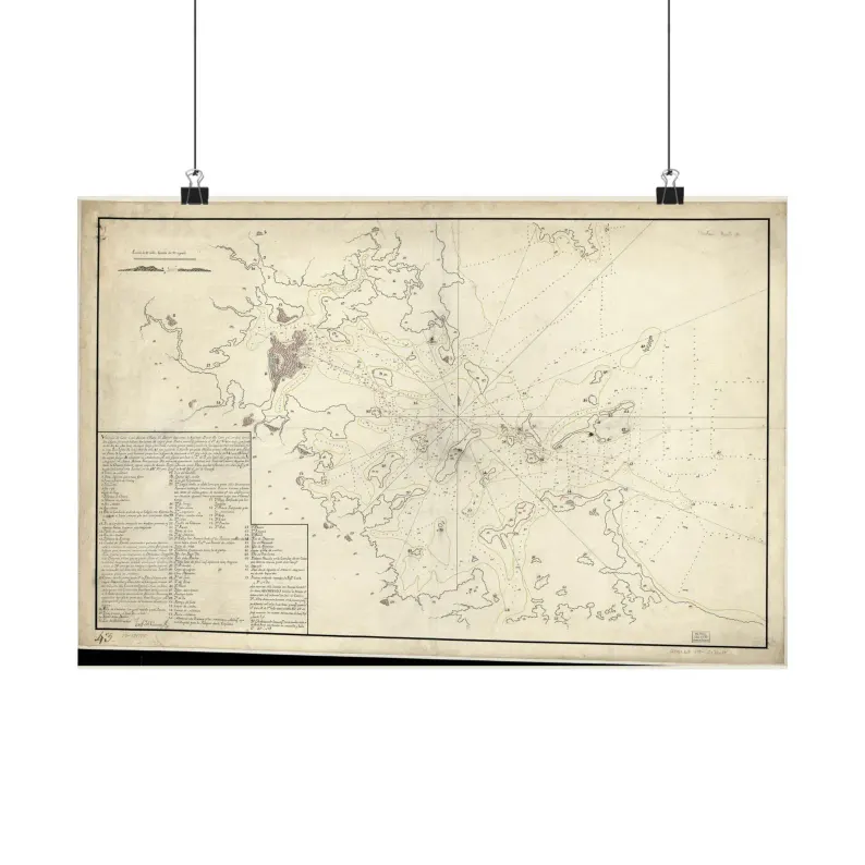 Boston Harbor Map Print | Vintage Boston Harbor Map 1780 | Massachusetts Wall Art | Antique Nautical Chart Matte Poster