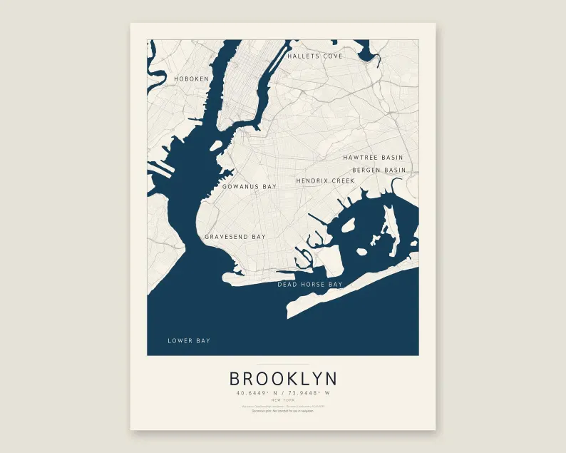 Brooklyn Street Map Print | Modern Street Map of Brooklyn New York | Street Map Wall Art | Digital Download
