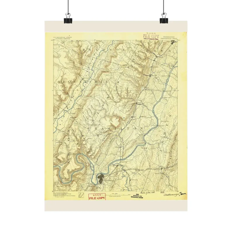 Chattanooga Map Print | Vintage Chattanooga Map 1888 | Antique Topographic Map Matte Poster