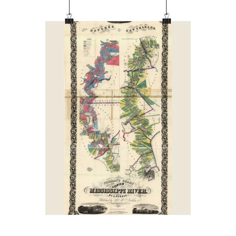 Mississippi River Delta Map Print | Vintage Mississippi River Delta Map 1858 | Mississippi Wall Art | Antique Nautical Chart Matte Poster