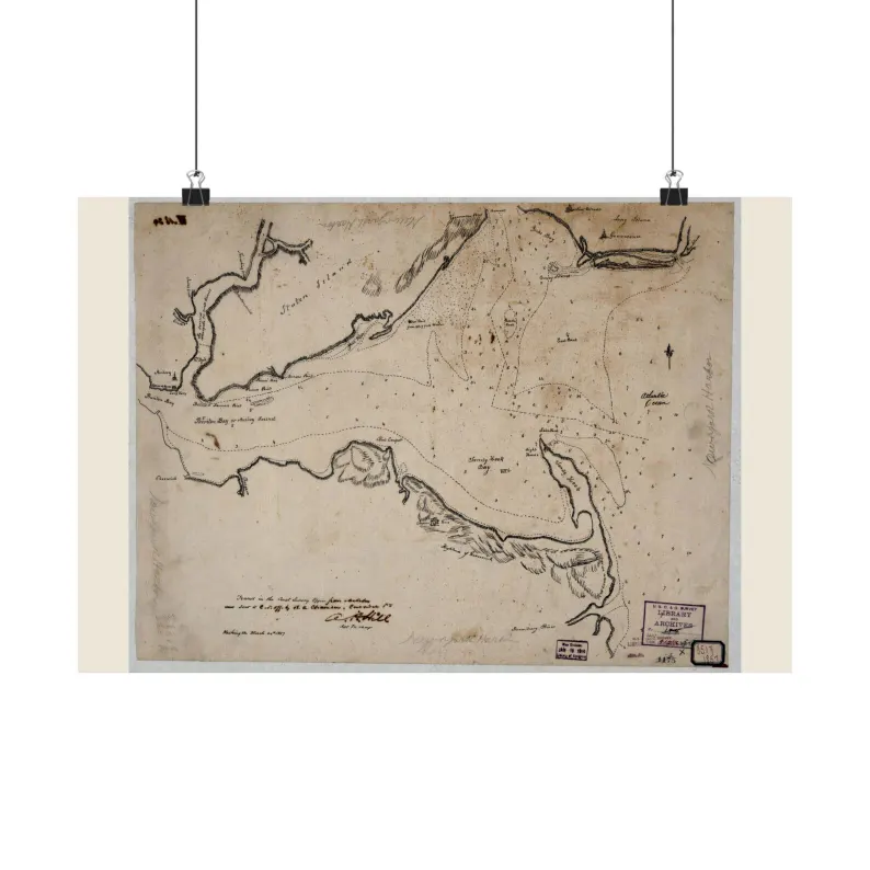 1857 New York Harbor Map Print