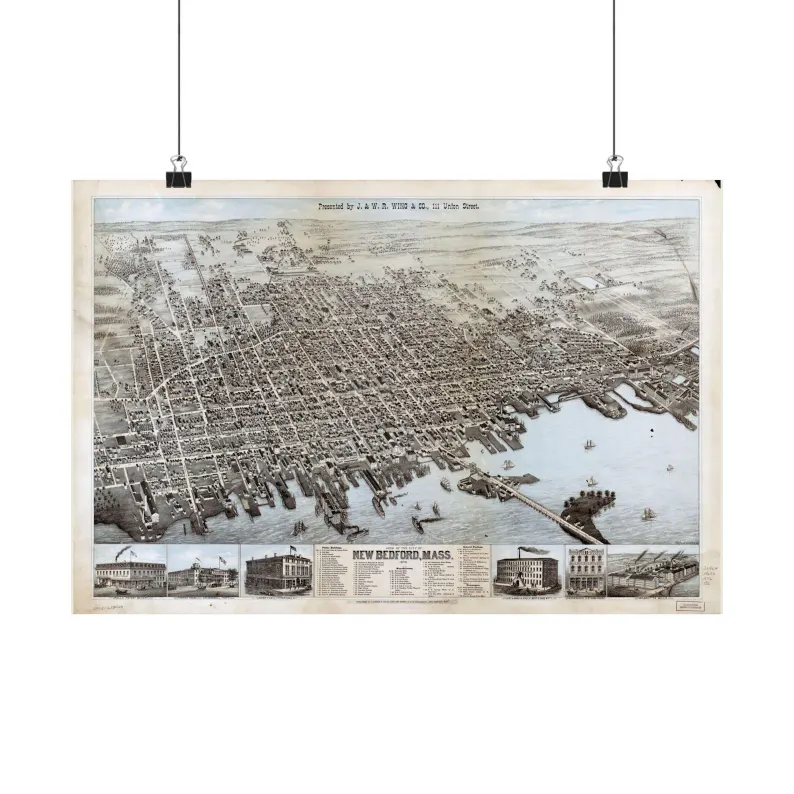 1876 New Bedford Map Print