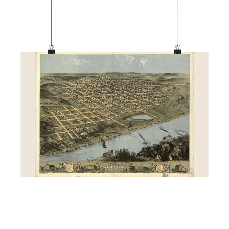 1868 Omaha Map Print