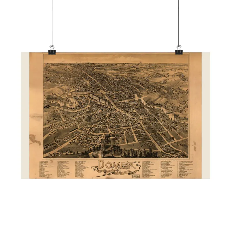 Dover Map Print | Vintage Dover Map 1888 | New Hampshire Wall Art | Antique Bird's-Eye View City Map Matte Poster