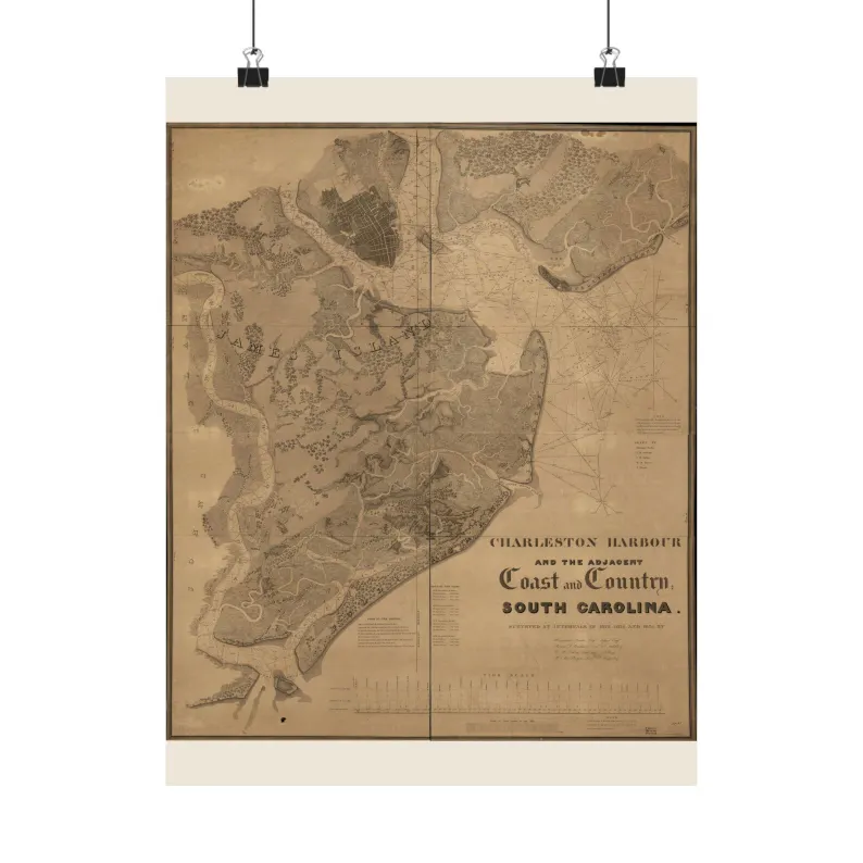 1825 Charleston Harbour and the Adjacent Coast Map Print