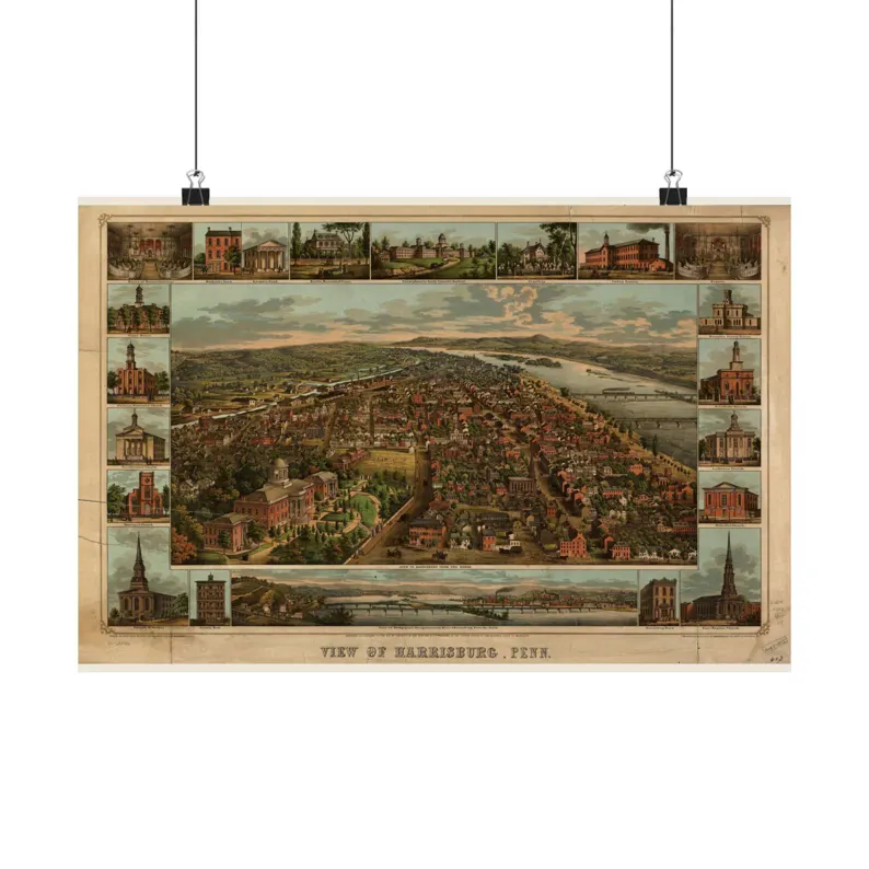 1855 Harrisburg Map Print