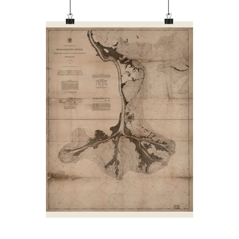 1874 Mississippi River Delta Map Print