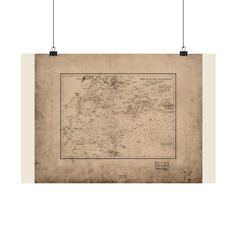 1836 New York Bay and Harbour Map Print