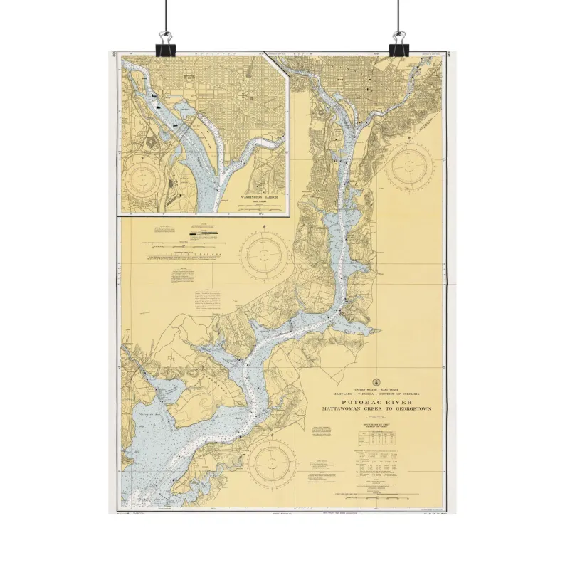 Potomac River Map Print | Vintage Potomac River Map 1968 | Washington DC Wall Art | Old Nautical Chart Matte Poster