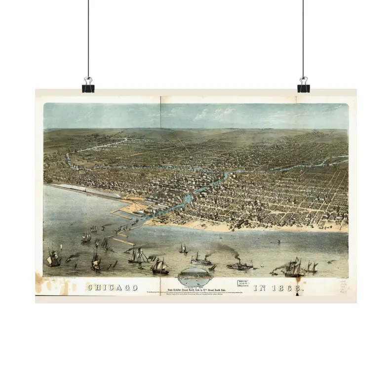 1868 Chicago Map Print