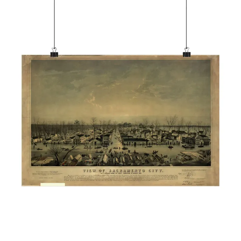 Sacramento Map Print | Vintage Sacramento Map 1850 | California Wall Art | Antique Bird's-Eye View City Map Matte Poster