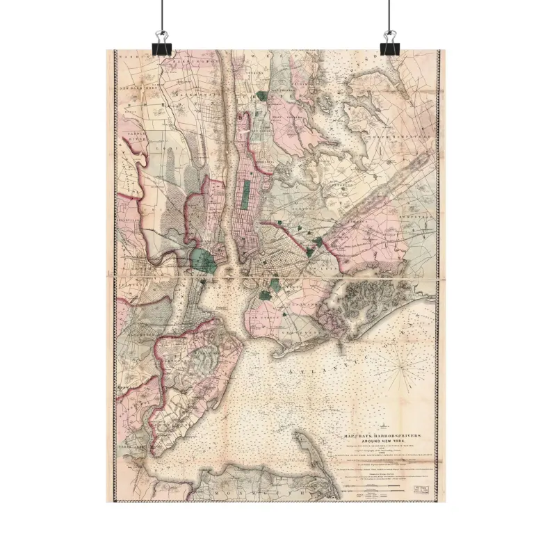 1866 New York Harbor Map Print