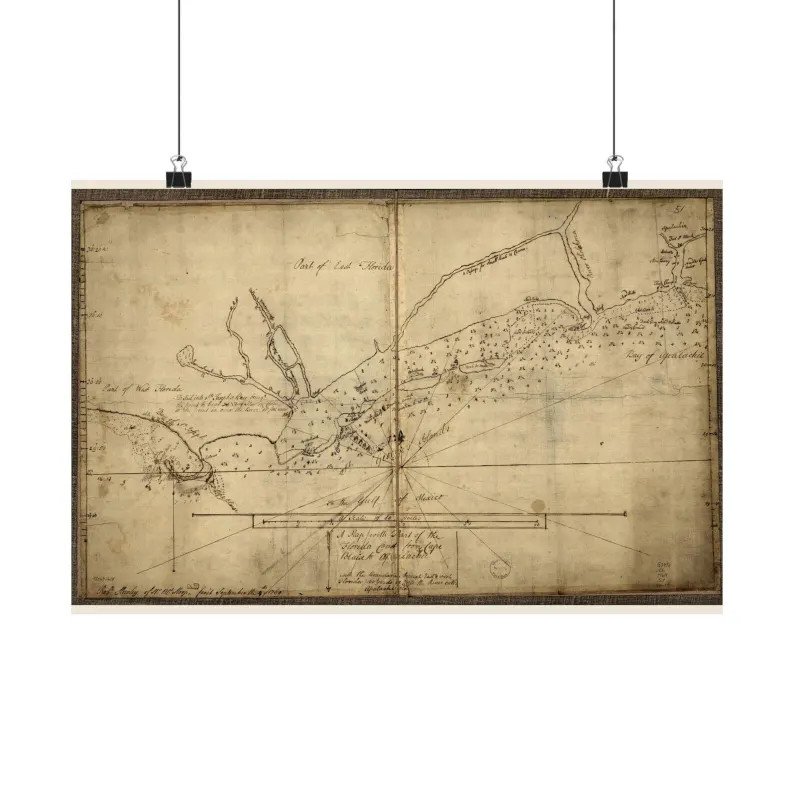 Florida Coast Map Print | Vintage Florida Coast Map 1769 | Florida Wall Art | Antique Nautical Chart Matte Poster