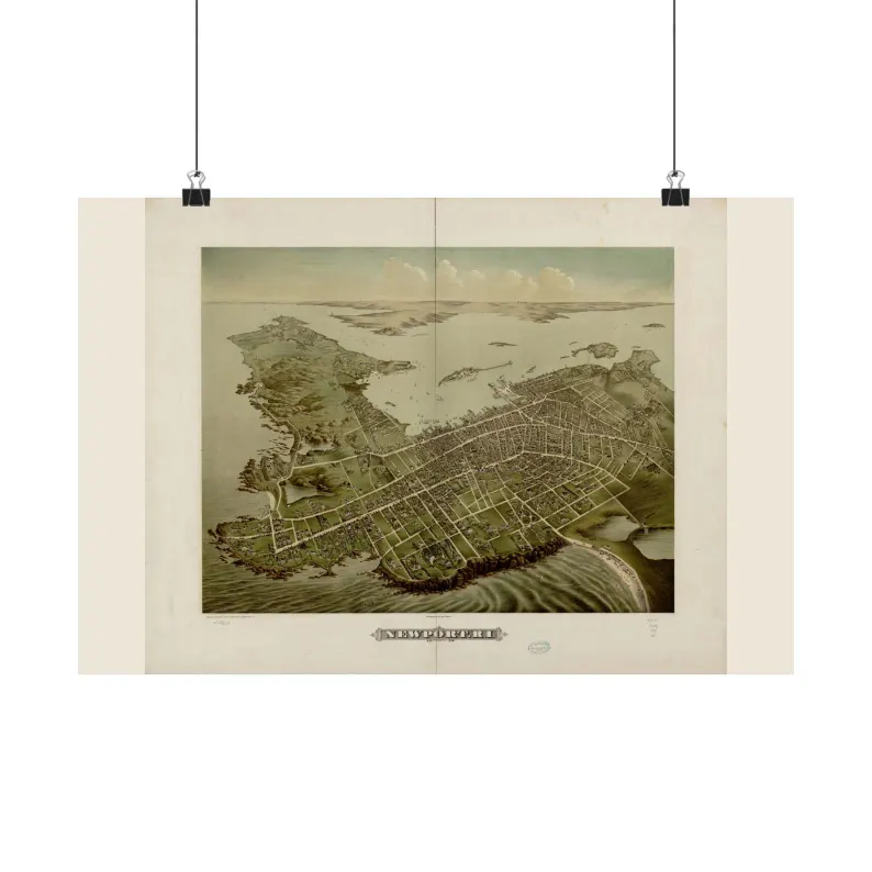 Newport Map Print | Vintage Newport Map 1878 | Rhode Island Wall Art | Antique Bird's-Eye View City Map Matte Poster