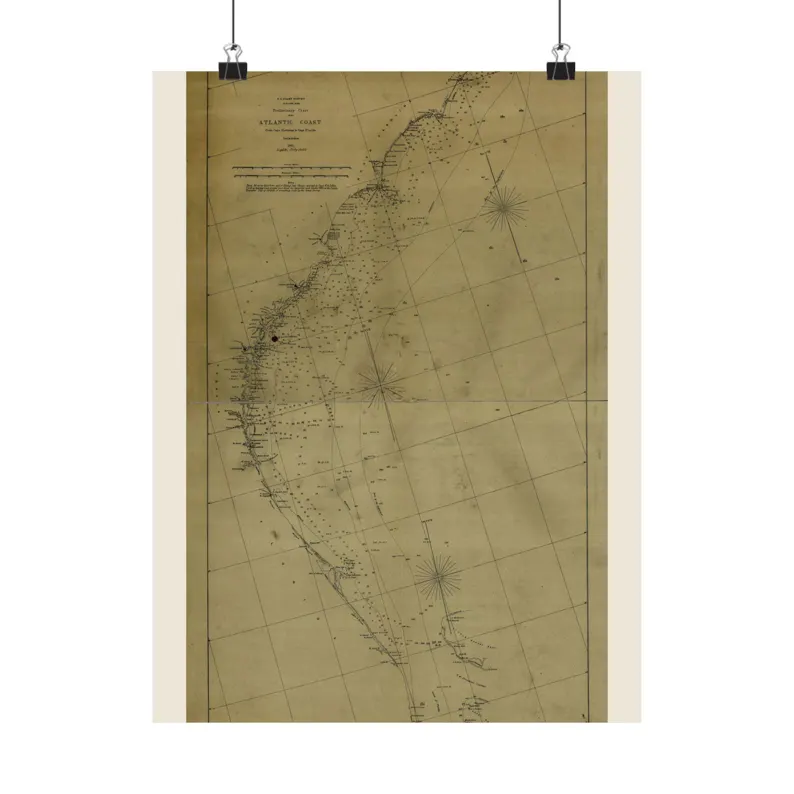 Atlantic Coast Map Print | Vintage Atlantic Coast Map 1861 | Antique Nautical Chart Matte Poster