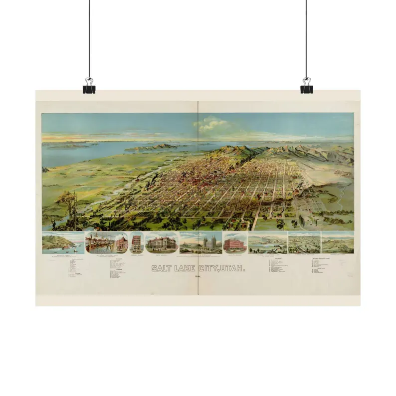 Salt Lake City Map Print | Vintage Salt Lake City Map 1891 | Utah Wall Art | Antique Bird's-Eye View City Map Matte Poster
