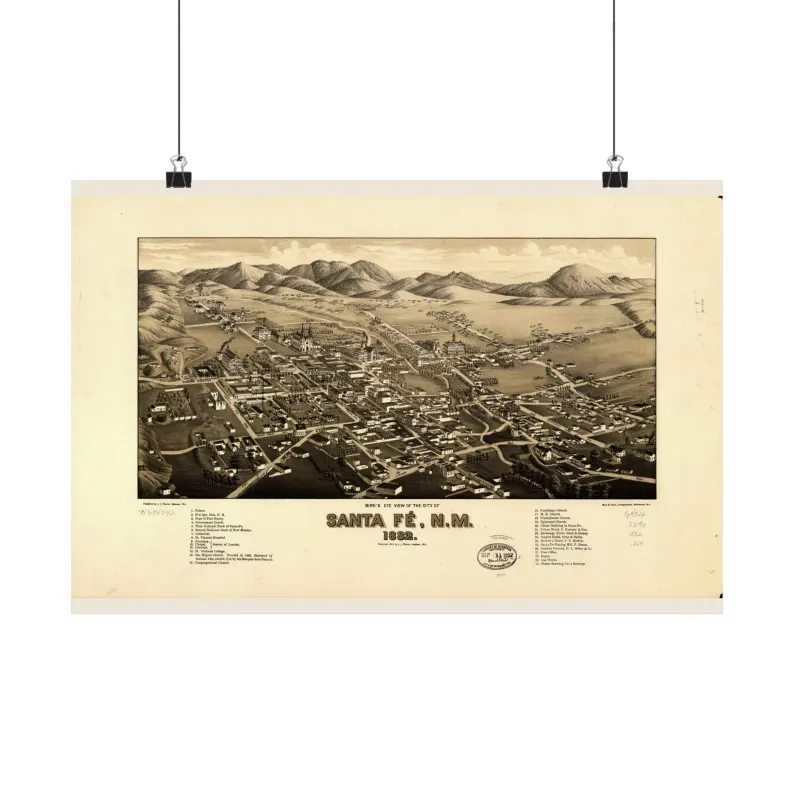1882 Santa Fe Map Print