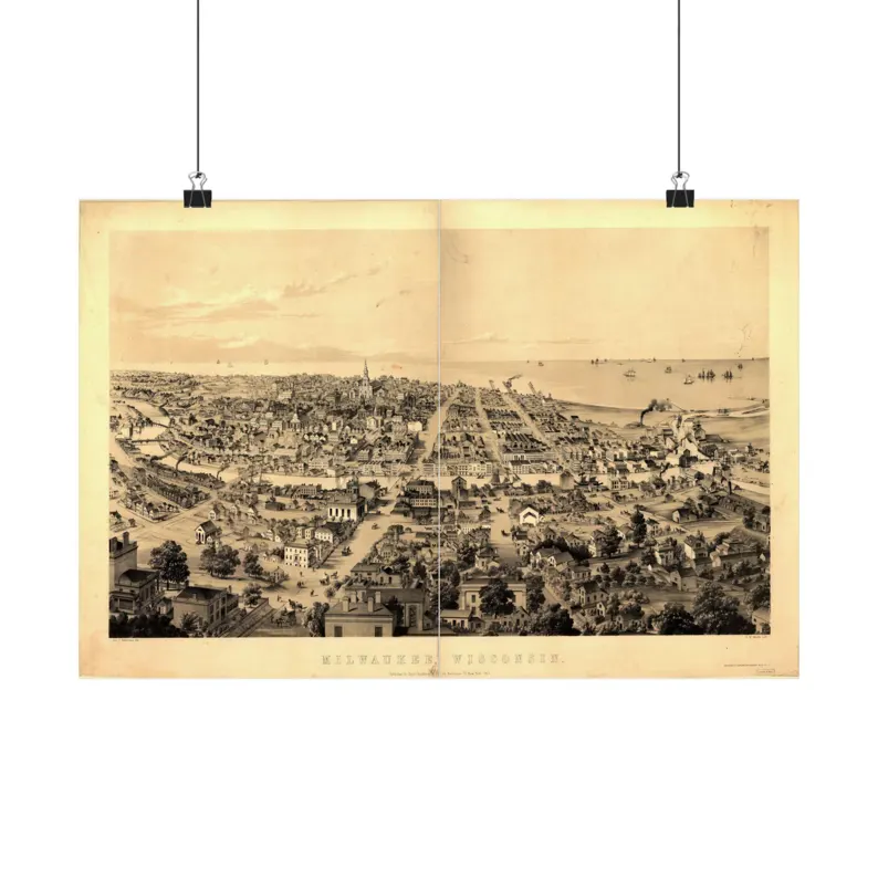 1854 Milwaukee Map Print
