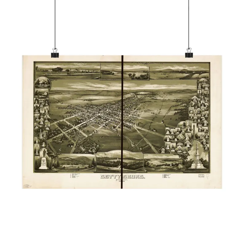 1888 Gettysburg Map Print
