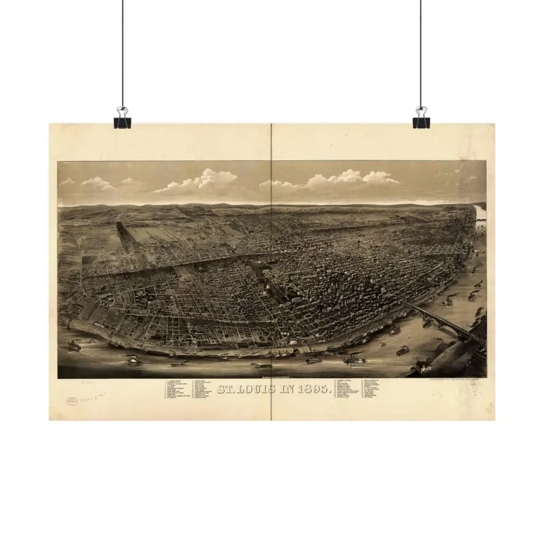 Saint Louis Map Print | Vintage Saint Louis Map 1895 | Missouri Wall Art | Antique Bird's-Eye View City Map Matte Poster