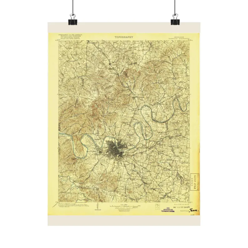 Nashville Tn Map Print | Vintage Nashville Tn Map 1903 | Antique Topographic Map Matte Poster