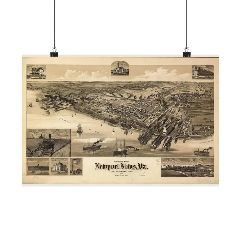 1891 Newport News Map Print