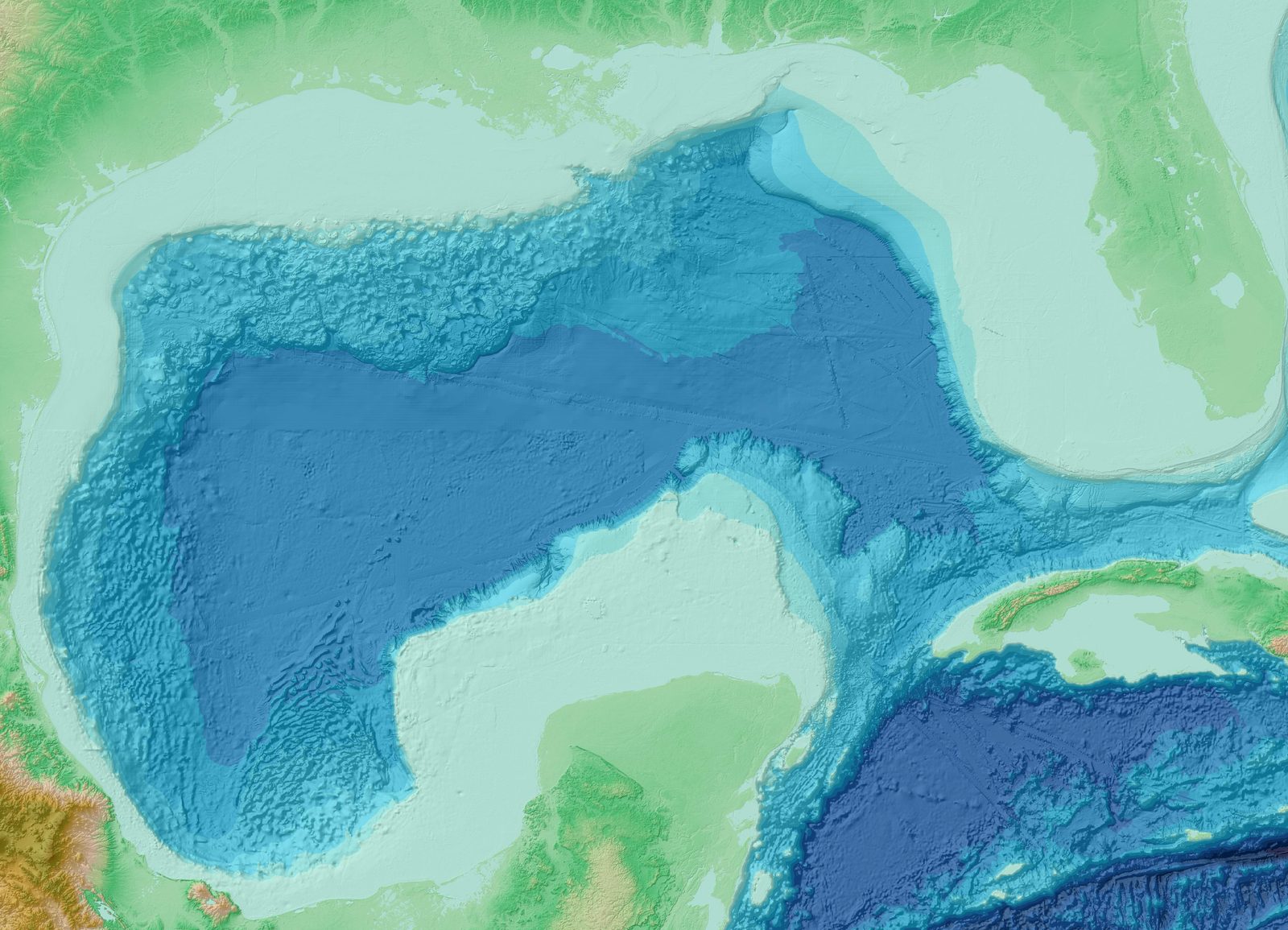 Bathymetry render of the Gulf of Mexico from the GEBCO grid