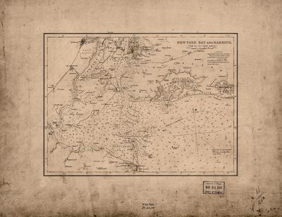 Restored 1836 U.S. Coast Survey chart of New York Harbor