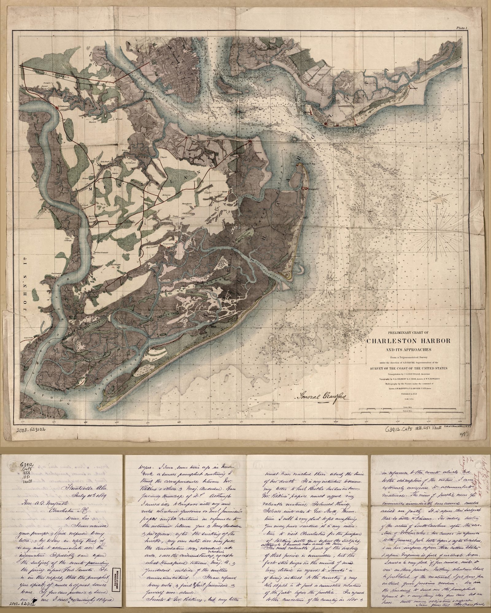 1858 Charleston Harbor Map Print