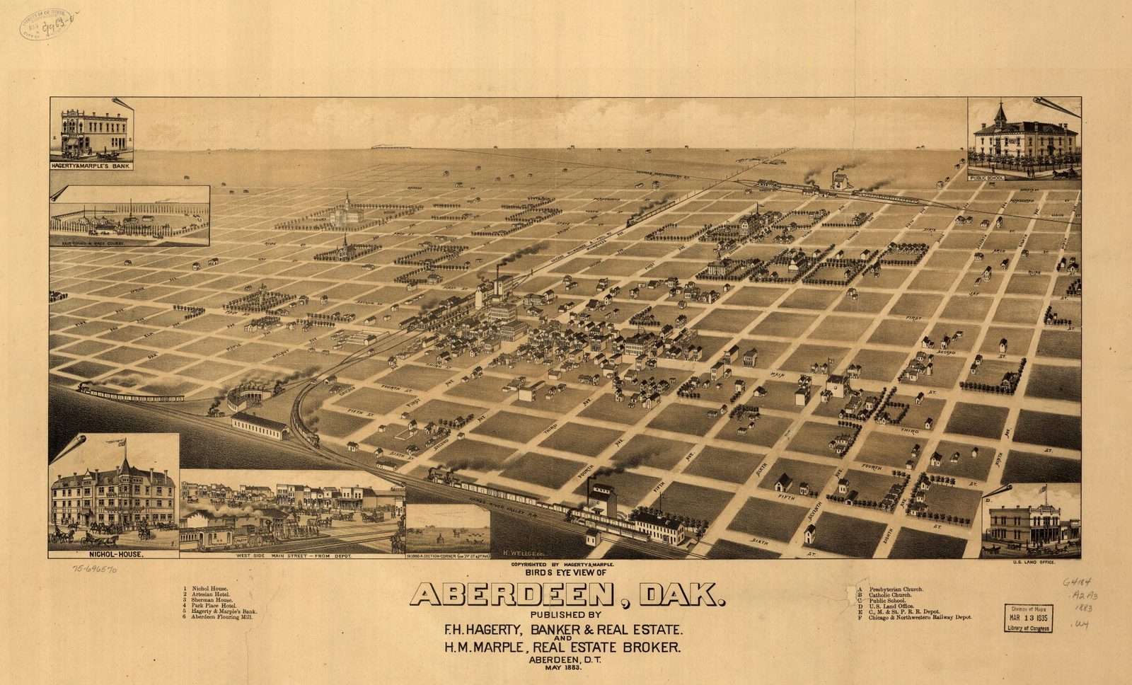 1883 Aberdeen Map Print
