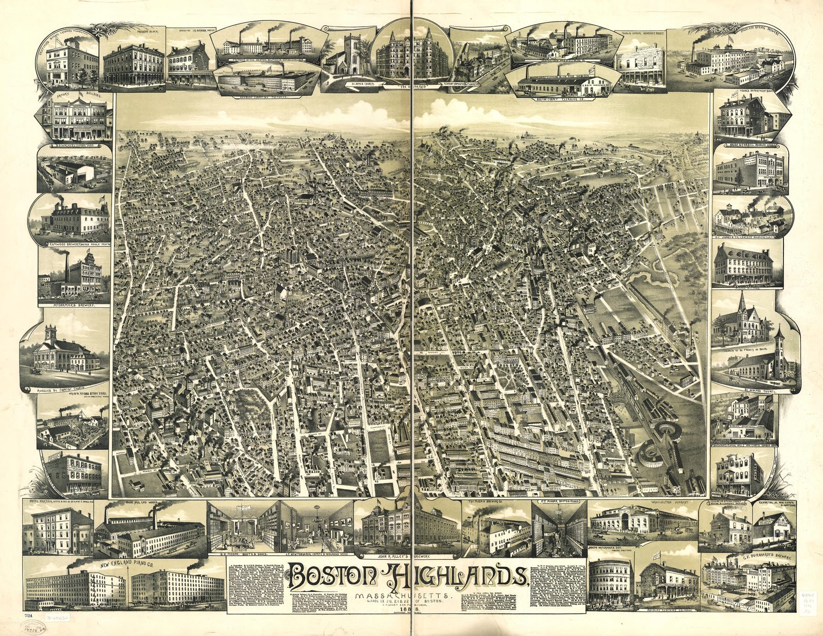 1888 Boston Map Print