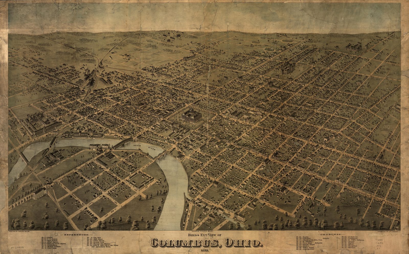 1872 Columbus Map Print