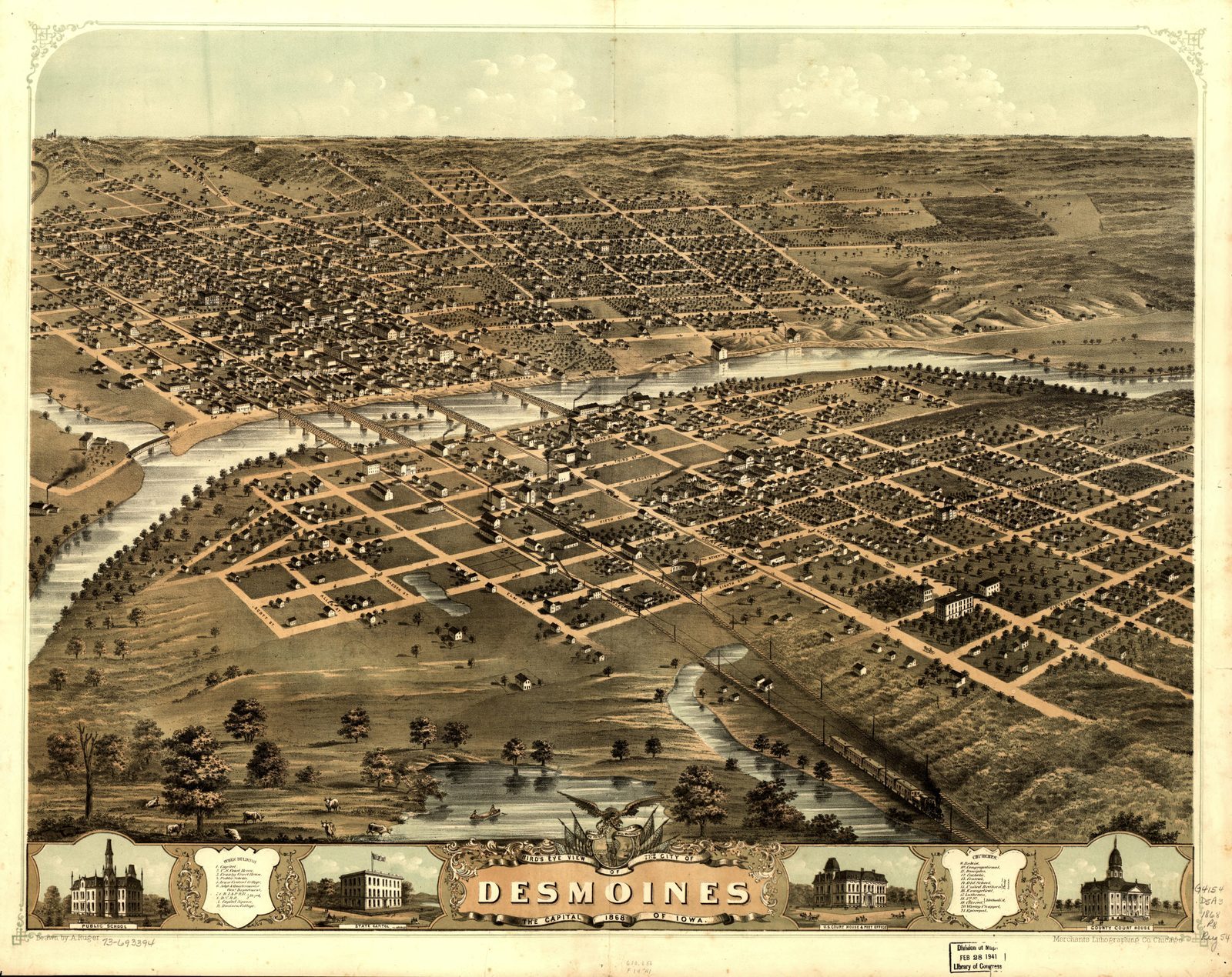 Des Moines Bird's-Eye View City
