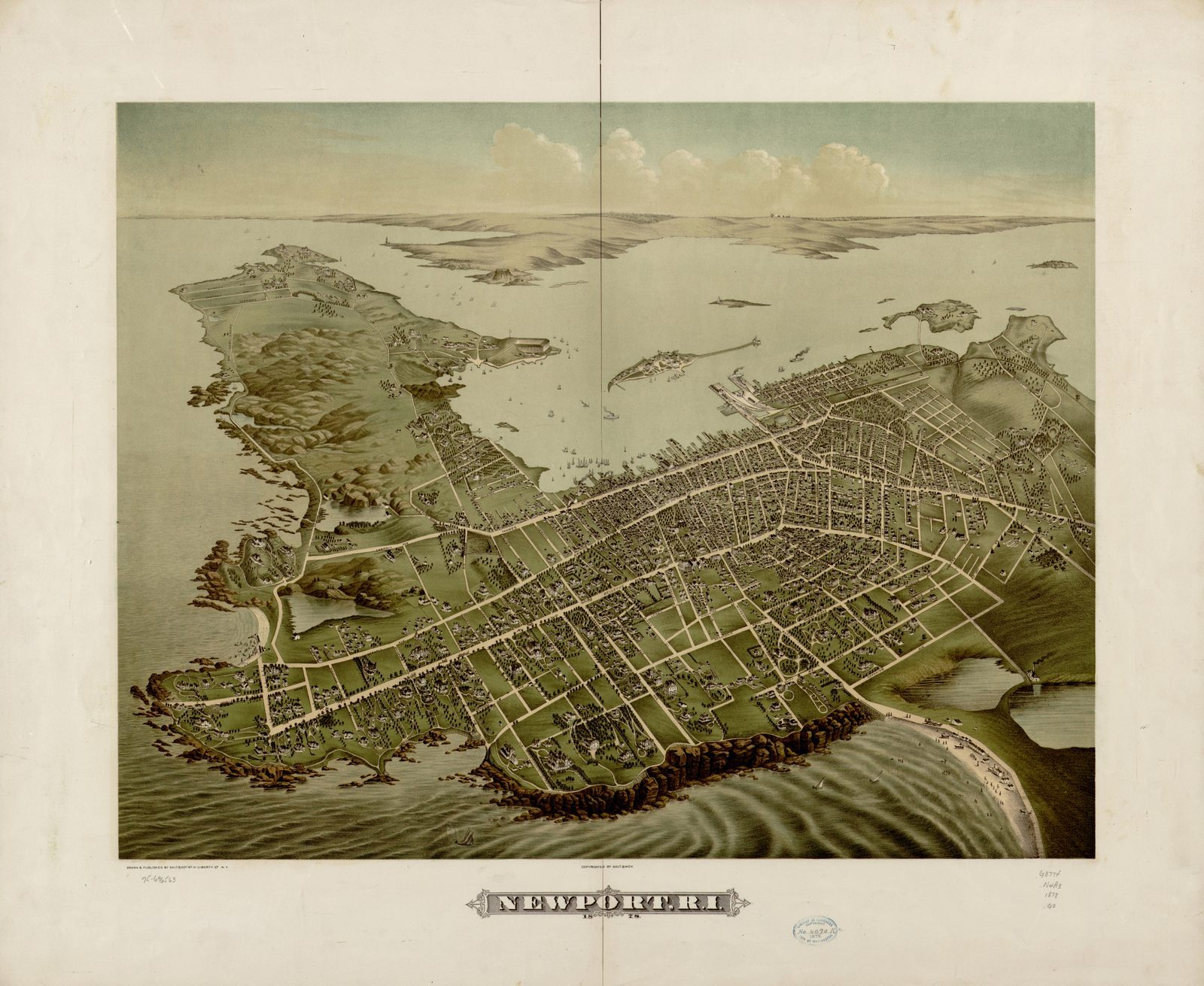 Newport Map Print | Vintage Newport Map 1878 | Rhode Island Wall Art | Antique Bird's-Eye View City Map Digital Download