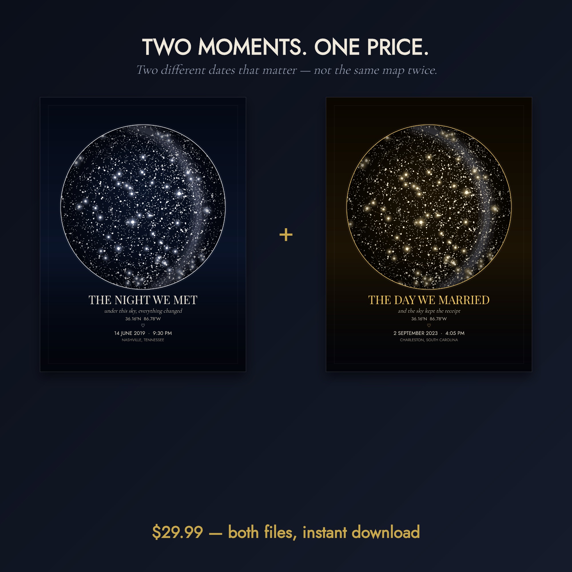 Two star map styles side by side