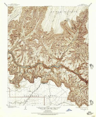 Restored 1903 USGS Bright Angel quadrangle of the Grand Canyon
