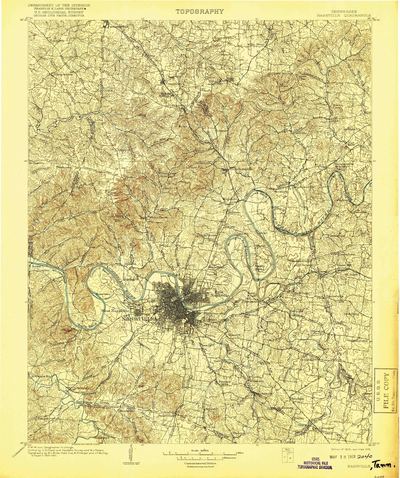 Restored 1903 USGS topographic quadrangle of Nashville, Tennessee