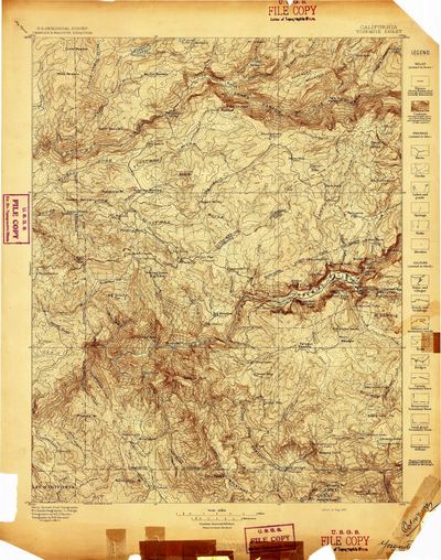 Restored 1897 USGS topographic quadrangle of Yosemite
