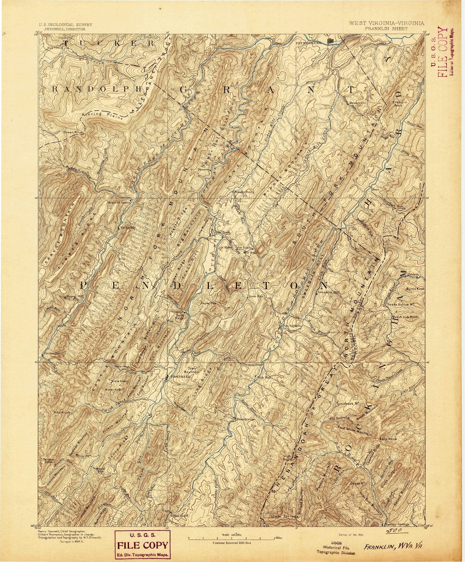 1892 Franklin Map Print